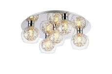 Talisbon Flush Ceiling Round, 5 Light G9, Polished Chrome/Silver/Clear Glass