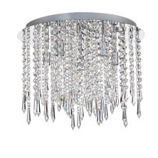 Falun 4 Light G9 Polished Chrome Flush Ceiling Light With Crystal Dressings