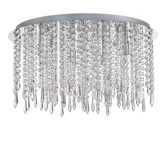 Falun 5 Light G9 Polished Chrome Flush Ceiling Light With Crystal Dressings