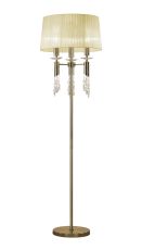Tiffany Floor Lamp 3+3 Light E27+G9, Antique Brass With Ccrain Shade & Clear Crystal
