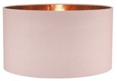 Timon E27 Non Electric Pink Smooth Faux Silk Drum Shade With Metallic Rose Gold Lining (Shade Only)