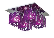 Tokio Square Ceiling 4 Light G9, Violet/Polished Chrome