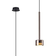 Tonic Pendant, 1 Light, With Replaceable 12W LEDs, 3000K, Copper/Black/Copper Glass