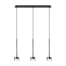 Tonic Linear Pendant, 3 Light GX53 (12W, Not Included), Bronze/Black/Bronze Glass