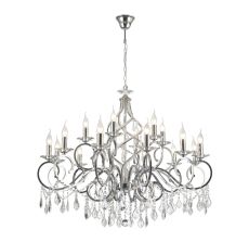 Torino Pendant 18 Light E14 Polished Chrome/Crystal, (ITEM REQUIRES CONSTRUCTION/CONNECTION) Item Weight: 16.5kg