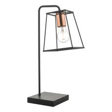 Tower 1 Light E27 Black & Copper Table Lamp With Inline Switch