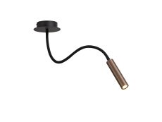 Tudor Ceiling, 1 Light Adjustable Arm, 1 x 5W LED, 3000K, 310lm, Black/Satin Copper, 3yrs Warranty