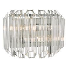 Tuvalu 2 Light E14 Polished Chrome Wall Light With Inline Switch Dressed With Tubes Of Heavy Fluted Glass
