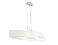 Ufo IP44 Rectangular Pendant 6 Light E27, Matt White/Opal White