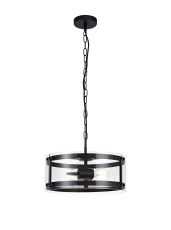 Valencia Pendant, 2 Light E27, Matt Black