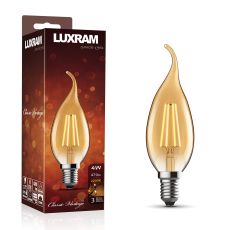 Value Classic LED Candle Tip Dimmable E14 4W Warm White 2700K  470lm, Amber Finish