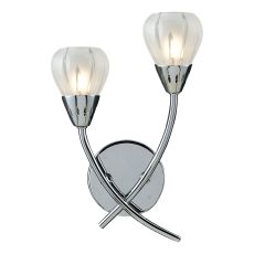 Villa 2 Light G9 Polished Chrome Wall Light With Acid-Etched Glass Shade With Clear Cut Detail