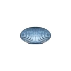 Vista 20cm Oval Sphere Ribbed Glass (G), Petrol Blue