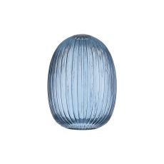 Vista 20cm Almond Ribbed Glass (F), Petrol Blue