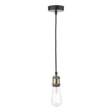 Waco 1 Light E27 Antique Brass Suspension Kit With Matt Black Cable