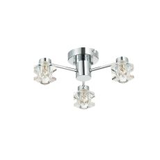 Cassia 3 Light Polished Chrome Flush Ceiling Light C/W Glass Crystal Shades