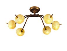 (0038 002) Wave Ceiling 6 Light G9, Rustic Gold