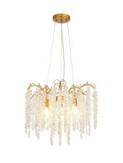 Wisteria Round Pendant, 7 Light E14, French Gold / Crystal