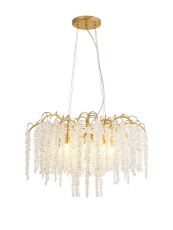 Wisteria Round Pendant, 9 Light E14, French Gold / Crystal Item Weight: 19.7kg