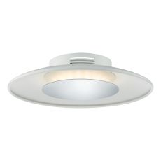 Worcester 1 Light 18W Integrated LED White Flush Fitting With Polished Chrome Detail