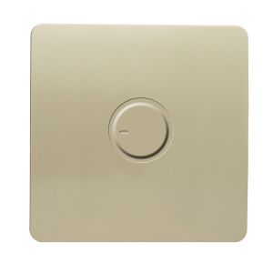 Trendi, Artistic Modern 1 Gang 1 Way Dimmer Switch, 200W Load Led Compatable Champagne Gold Finish, BRITISH MADE, 5yrs warranty